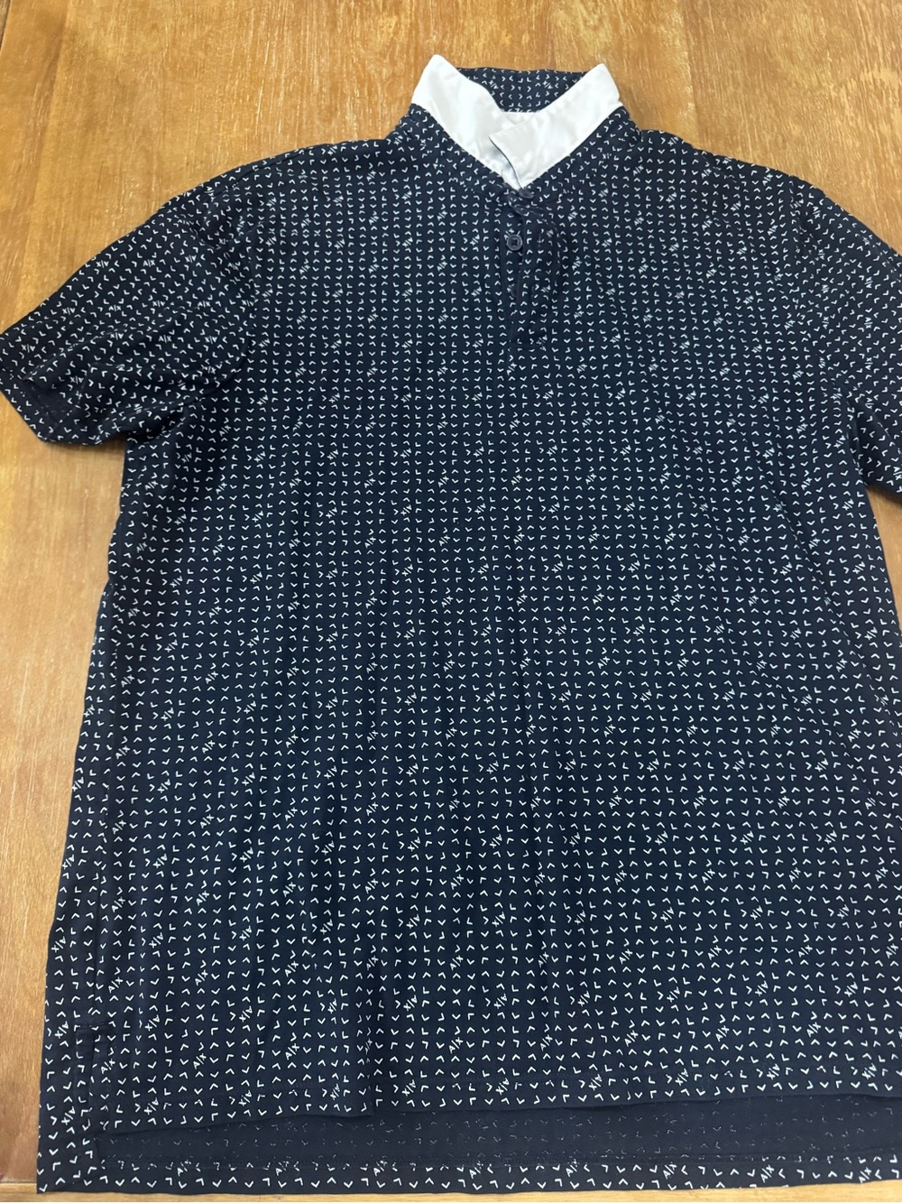 Armani Exchange Navy Polo with White Contrast Collar
